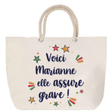 Sac Fête des Mères Mamie Famille Idée Cadeau anniversaire Noël Travail Boulot Métier Départ Retraite Collègue Femme cabas shopping plage