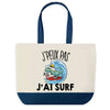 Sac de shopping bleu J'peux pas Surf Tyrannosaure