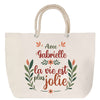 Sac Fête des Mères Mamie Famille Idée Cadeau anniversaire Noël Travail Boulot Métier Départ Retraite Collègue Femme cabas shopping plage