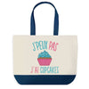 Sac de shopping bleu J'peux pas Cupcakes