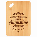 Planche bambou gravée personnalisée femme idée cadeau Fête des Mères apéro 30×20 prénom cuisine plateau fromage anniversaire noel maman mamie