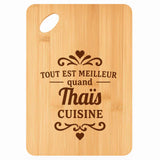 Planche bambou gravée personnalisée femme idée cadeau Fête des Mères apéro 30×20 prénom cuisine plateau fromage anniversaire noel maman mamie