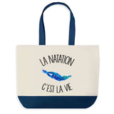 Sac de shopping bleu Natation c'est la Vie