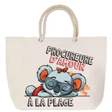 Sac Fête des Mères Mamie Famille Idée Cadeau anniversaire Noël Travail Boulot Métier Départ Retraite Collègue Femme cabas shopping plage