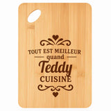 Planche bambou gravée personnalisée homme idée cadeau Fête des Pères apéro 30×20 prénom cuisine plateau fromage anniversaire noel papa papi 