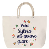Sac Fête des Mères Mamie Famille Idée Cadeau anniversaire Noël Travail Boulot Métier Départ Retraite Collègue Femme cabas shopping plage