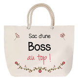 Sac Fête des Mères Mamie Famille Idée Cadeau anniversaire Noël Travail Boulot Métier Départ Retraite Collègue Femme cabas shopping plage