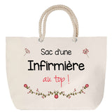 Sac Fête des Mères Mamie Famille Idée Cadeau anniversaire Noël Travail Boulot Métier Départ Retraite Collègue Femme cabas shopping plage