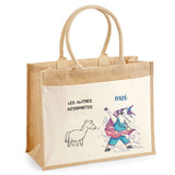Sac Fête des Mères Mamie Famille Idée Cadeau anniversaire Noël Travail Boulot Métier Départ Retraite Collègue Femme cabas shopping plage Homme Papa Papi Pères Frère