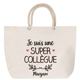 Sac Fête des Mères Mamie Famille Idée Cadeau anniversaire Noël Travail Boulot Métier Départ Retraite Collègue Femme cabas shopping plage