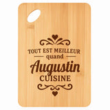 Planche bambou gravée personnalisée homme idée cadeau Fête des Pères apéro 30×20 prénom cuisine plateau fromage anniversaire noel papa papi 