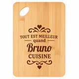 Planche bambou gravée personnalisée homme idée cadeau Fête des Pères apéro 30×20 prénom cuisine plateau fromage anniversaire noel papa papi 