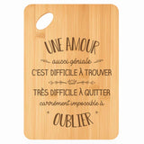 Planche bambou gravée personnalisée femme idée cadeau Fête des Mères apéro 30×20 prénom cuisine plateau fromage anniversaire noel maman mamie