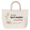 Sac Fête des Mères Mamie Famille Idée Cadeau anniversaire Noël Travail Boulot Métier Départ Retraite Collègue Femme cabas shopping plage