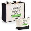 Cabas femme sac plage ou shopping tote bag pochette trousse Idée cadeau original pour anniversaire Noël travail départ retraite collègue famille fete des mères maman mamie