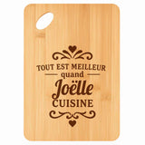Planche bambou gravée personnalisée femme idée cadeau Fête des Mères apéro 30×20 prénom cuisine plateau fromage anniversaire noel maman mamie