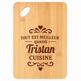 Planche bambou gravée personnalisée homme idée cadeau Fête des Pères apéro 30×20 prénom cuisine plateau fromage anniversaire noel papa papi 