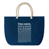 Sac de Plage Bleu avec Anse Corde Mamy Bonne ou de Mauvaise