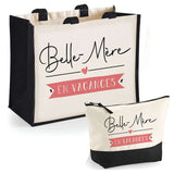 Cabas femme sac plage ou shopping tote bag pochette trousse Idée cadeau original pour anniversaire Noël travail départ retraite collègue famille fete des mères maman mamie