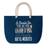 Sac de plage Bleu anse corde Cochon d'Inde Travailler Dur