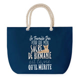 Sac de plage Bleu anse corde Sacre de Birmanie Travailler Dur pour mon Chat