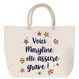 Sac Fête des Mères Mamie Famille Idée Cadeau anniversaire Noël Travail Boulot Métier Départ Retraite Collègue Femme cabas shopping plage