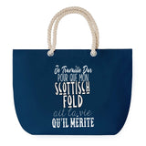 Sac de plage Bleu anse corde Scottisch Fold Travailler Dur pour mon Chat