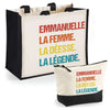 Cabas femme sac plage ou shopping tote bag pochette trousse Idée cadeau original pour anniversaire Noël travail départ retraite collègue famille fete des mères maman mamie