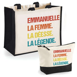 Cabas femme sac plage ou shopping tote bag pochette trousse Idée cadeau original pour anniversaire Noël travail départ retraite collègue famille fete des mères maman mamie