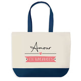 Sac de shopping bleu Amour en Vacances