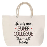 Sac Fête des Mères Mamie Famille Idée Cadeau anniversaire Noël Travail Boulot Métier Départ Retraite Collègue Femme cabas shopping plage