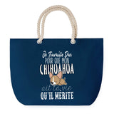 Sac de plage Bleu anse corde Chihuahua Travailler Dur pour mon Chien