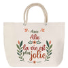 Sac Fête des Mères Mamie Famille Idée Cadeau anniversaire Noël Travail Boulot Métier Départ Retraite Collègue Femme cabas shopping plage