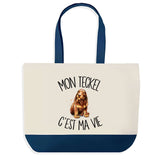 Sac de shopping bleu Teckel c'est la Vie