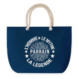 Sac de Plage Bleu avec Anse Corde Parrain Homme Mythe Légende - étoile