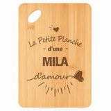 Planche bambou gravée personnalisée femme idée cadeau Fête des Mères apéro 30×20 prénom cuisine plateau fromage anniversaire noel maman mamie