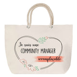 Sac Fête des Mères Mamie Famille Idée Cadeau anniversaire Noël Travail Boulot Métier Départ Retraite Collègue Femme cabas shopping plage