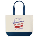 Sac de shopping bleu Tricoteuse Meilleure du Monde