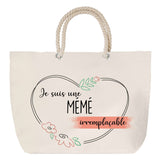 Sac Fête des Mères Mamie Famille Idée Cadeau anniversaire Noël Travail Boulot Métier Départ Retraite Collègue Femme cabas shopping plage