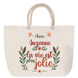Sac Fête des Mères Mamie Famille Idée Cadeau anniversaire Noël Travail Boulot Métier Départ Retraite Collègue Femme cabas shopping plage