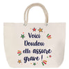 Sac Fête des Mères Mamie Famille Idée Cadeau anniversaire Noël Travail Boulot Métier Départ Retraite Collègue Femme cabas shopping plage
