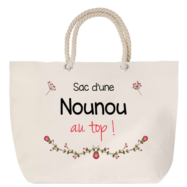 Sac Fête des Mères Mamie Famille Idée Cadeau anniversaire Noël Travail Boulot Métier Départ Retraite Collègue Femme cabas shopping plage