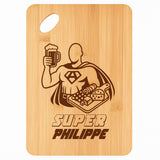 Planche bambou gravée personnalisée homme idée cadeau Fête des Pères apéro 30×20 prénom cuisine plateau fromage anniversaire noel papa papi 