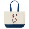 Sac de shopping bleu Sirine Lettre Fleur