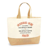 Sac Jute Fête des Mères Fêtes des Pères Mamie Papi Famille Idée Cadeau anniversaire Noël Travail Boulot Métier Départ Retraite Collègue Femme Homme