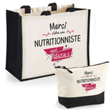 Cabas femme sac plage ou shopping tote bag pochette trousse Idée cadeau original pour anniversaire Noël travail départ retraite collègue famille fete des mères maman mamie