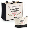 Cabas femme sac plage ou shopping tote bag pochette trousse Idée cadeau original pour anniversaire Noël travail départ retraite collègue famille fete des mères maman mamie