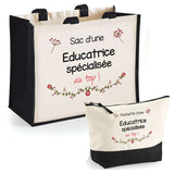 Cabas femme sac plage ou shopping tote bag pochette trousse Idée cadeau original pour anniversaire Noël travail départ retraite collègue famille fete des mères maman mamie