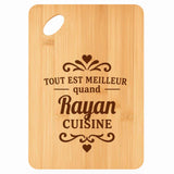 Planche bambou gravée personnalisée homme idée cadeau Fête des Pères apéro 30×20 prénom cuisine plateau fromage anniversaire noel papa papi 