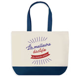 Sac de shopping bleu Dactylo Meilleure du Monde